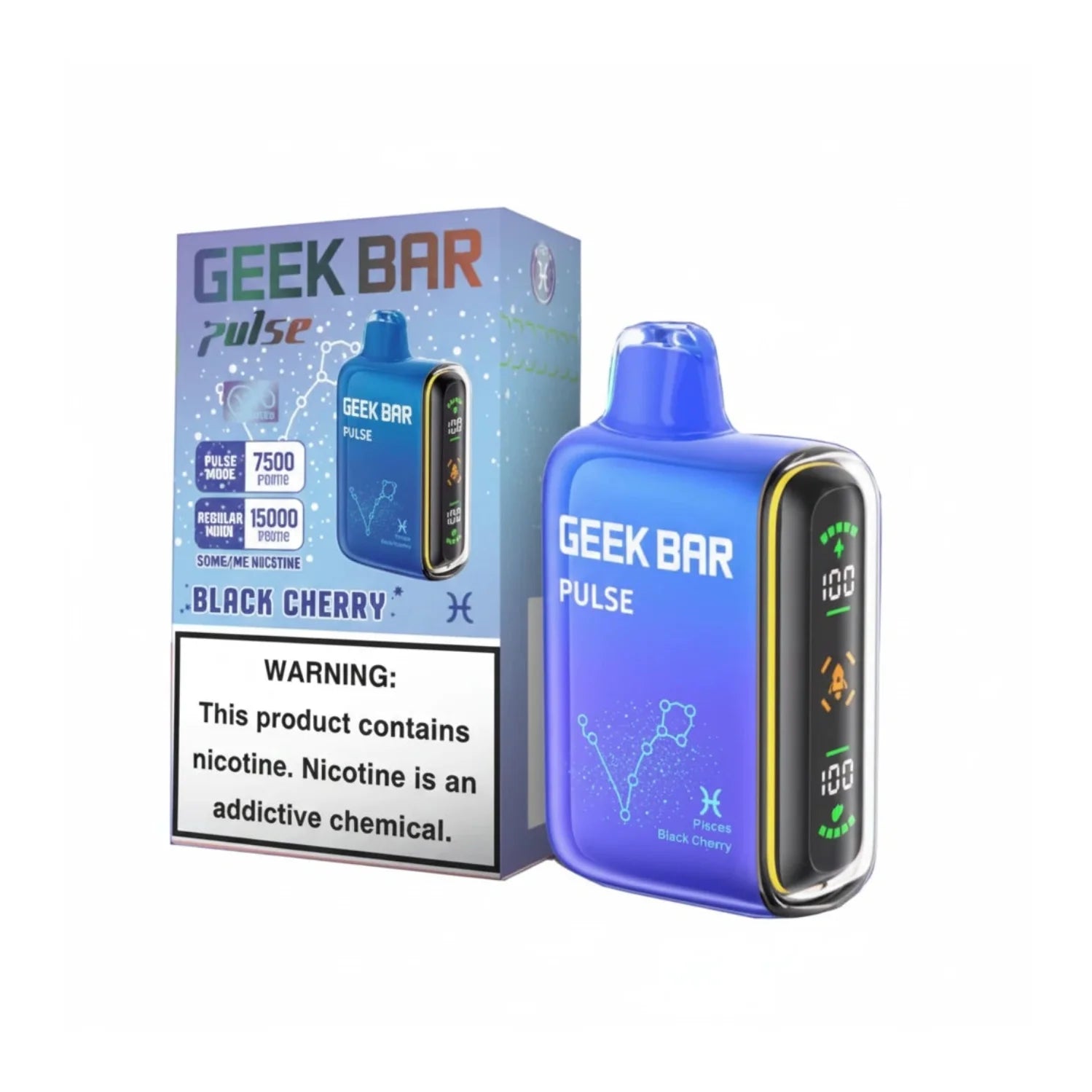 geek bar pulse buy online usa Vape 15k – Zodiac Edition Pack of 5 pcs Flavor:Bluberry Razz Lemon 5% nicotine Geek Bar Pulse 9000