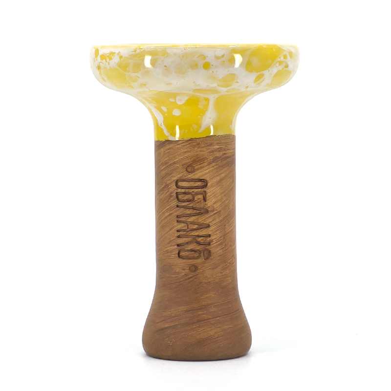 Oblako Phunnel L Glaze Hookah Bowl - Marble Yellow/White