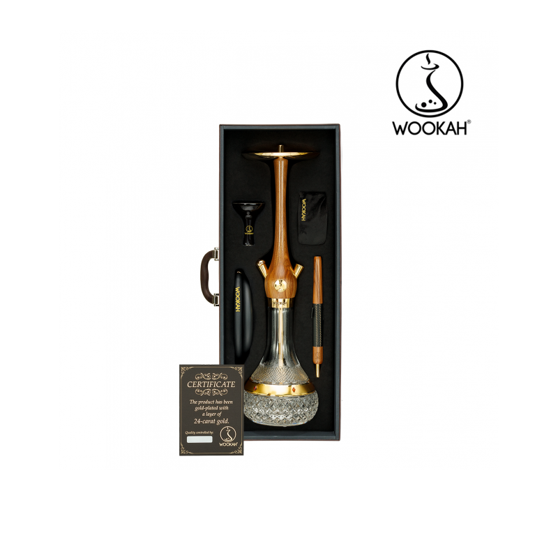 Wookah 24K Gold-Plated Amber Gold Walnut Hookah Set -