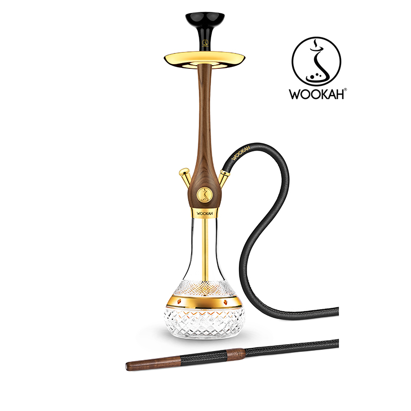 Wookah 24K Gold-Plated Amber Gold Walnut Hookah Set -