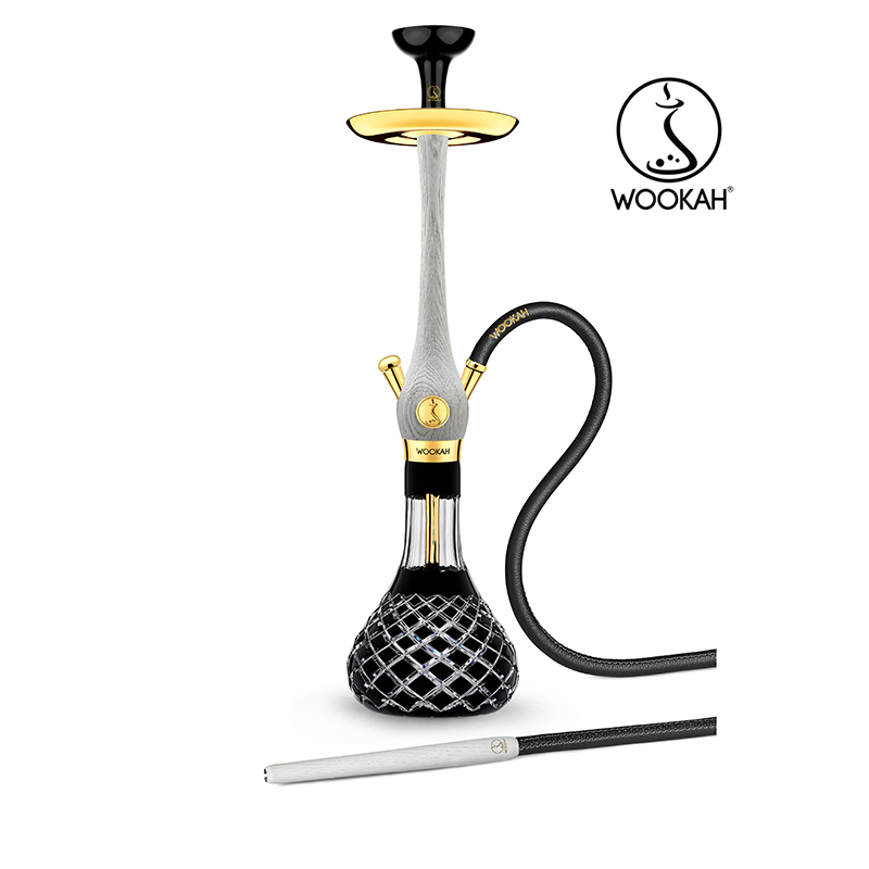 Wookah 24K Gold-Plated Check Black White Nox Hookah Set -