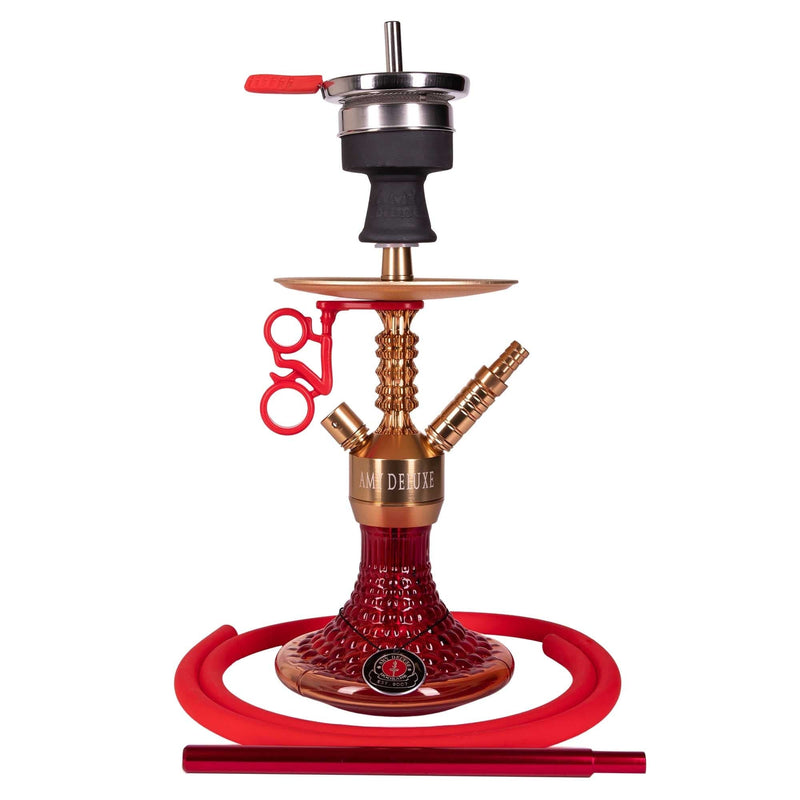 Amy Antique Berry Mini Hookah - Gold-Red Base