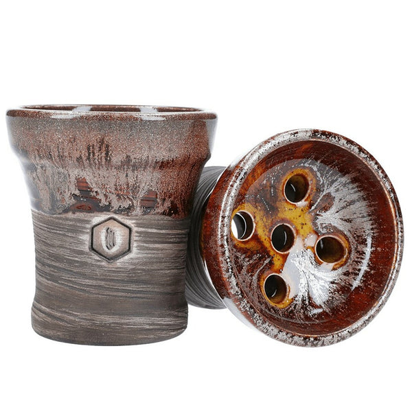 Combined Clay Shisha Hookah Bowl Top Cup Glazed Ceramic Dia. 6cm with Metal  Windcover Charcoal Screen